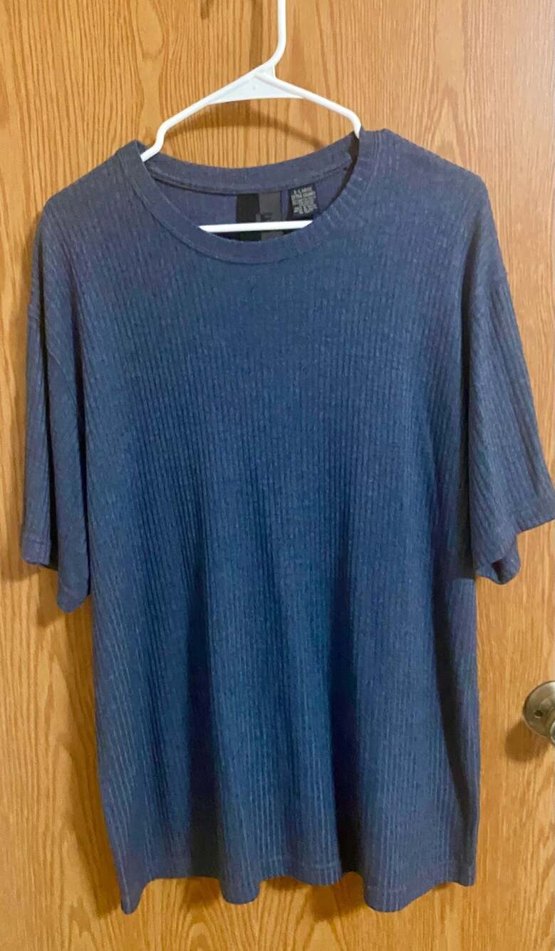 J. Ferrar Men's Blue Textured Short Sleeve Crew Neck Knit T-Shirt